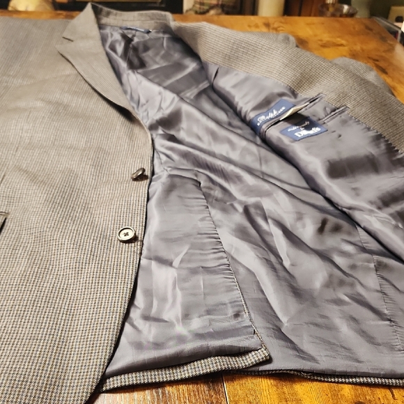 RALPH LAUREN | Gray Houndstooth 100% Wool Two Button Notched Lapel Blazer | 52L - Picture 9 of 16